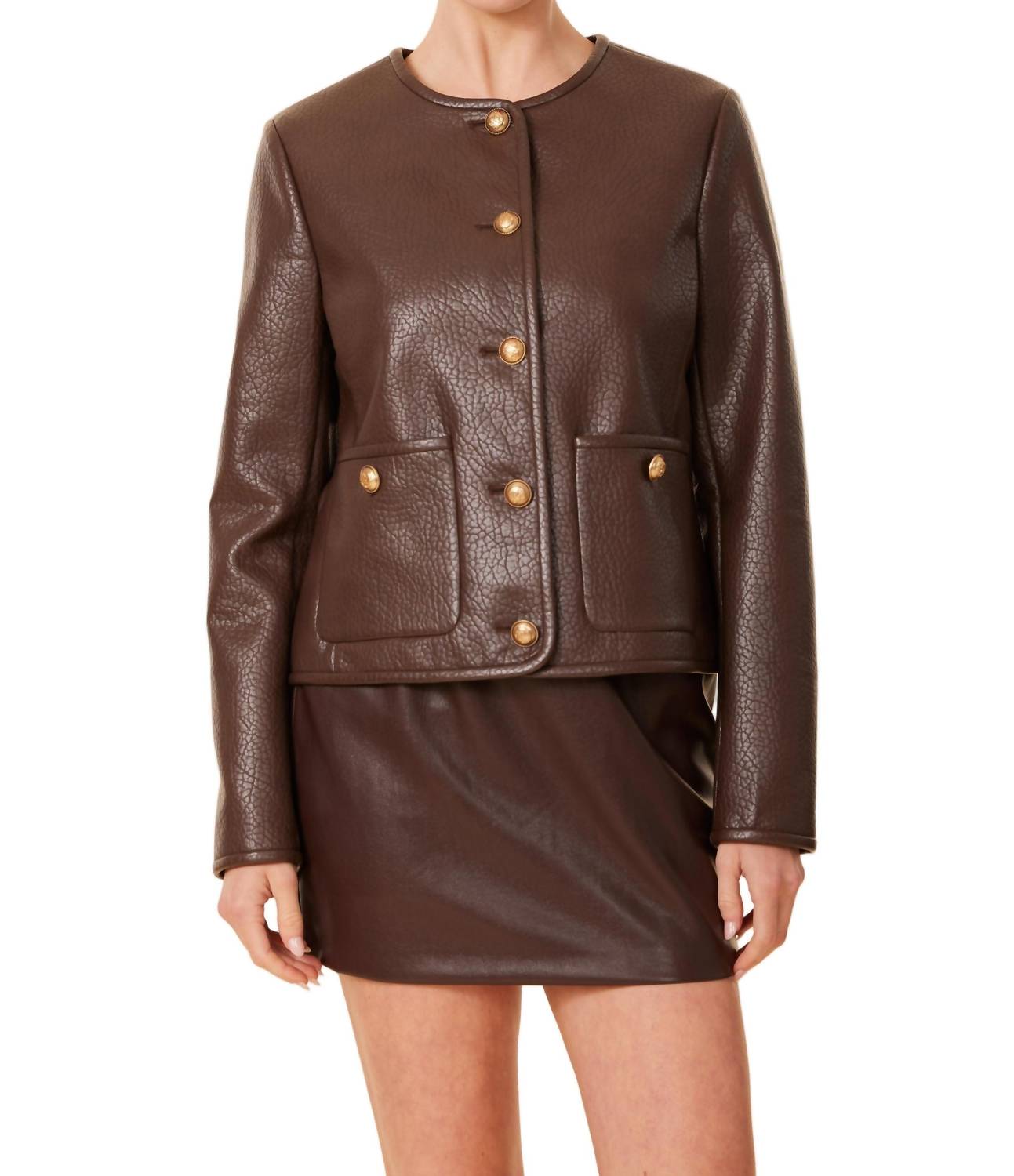 Dolce Cabo - Faux Leather Elasticized Waist Mini Skirt