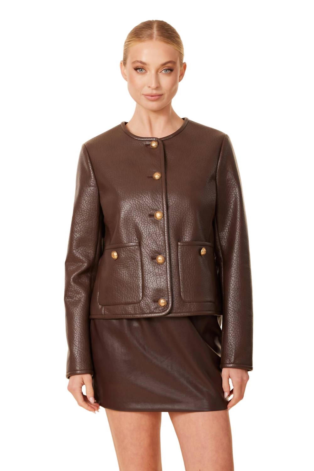Dolce Cabo - Faux Leather Elasticized Waist Mini Skirt