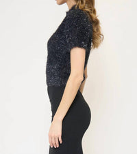Central Park West - Collette Eyelash Lurex Cap Slv Crew Top