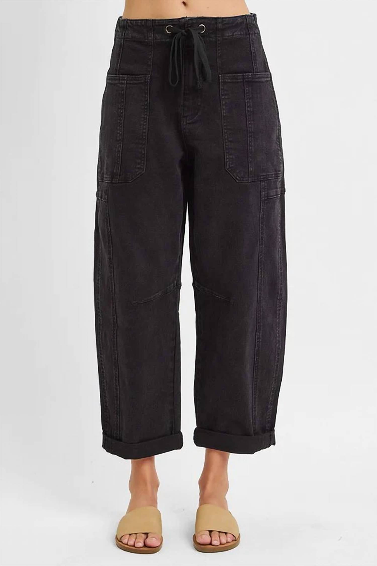 Risen - High Rise Boyfriend Cuffed Barrel Jeans