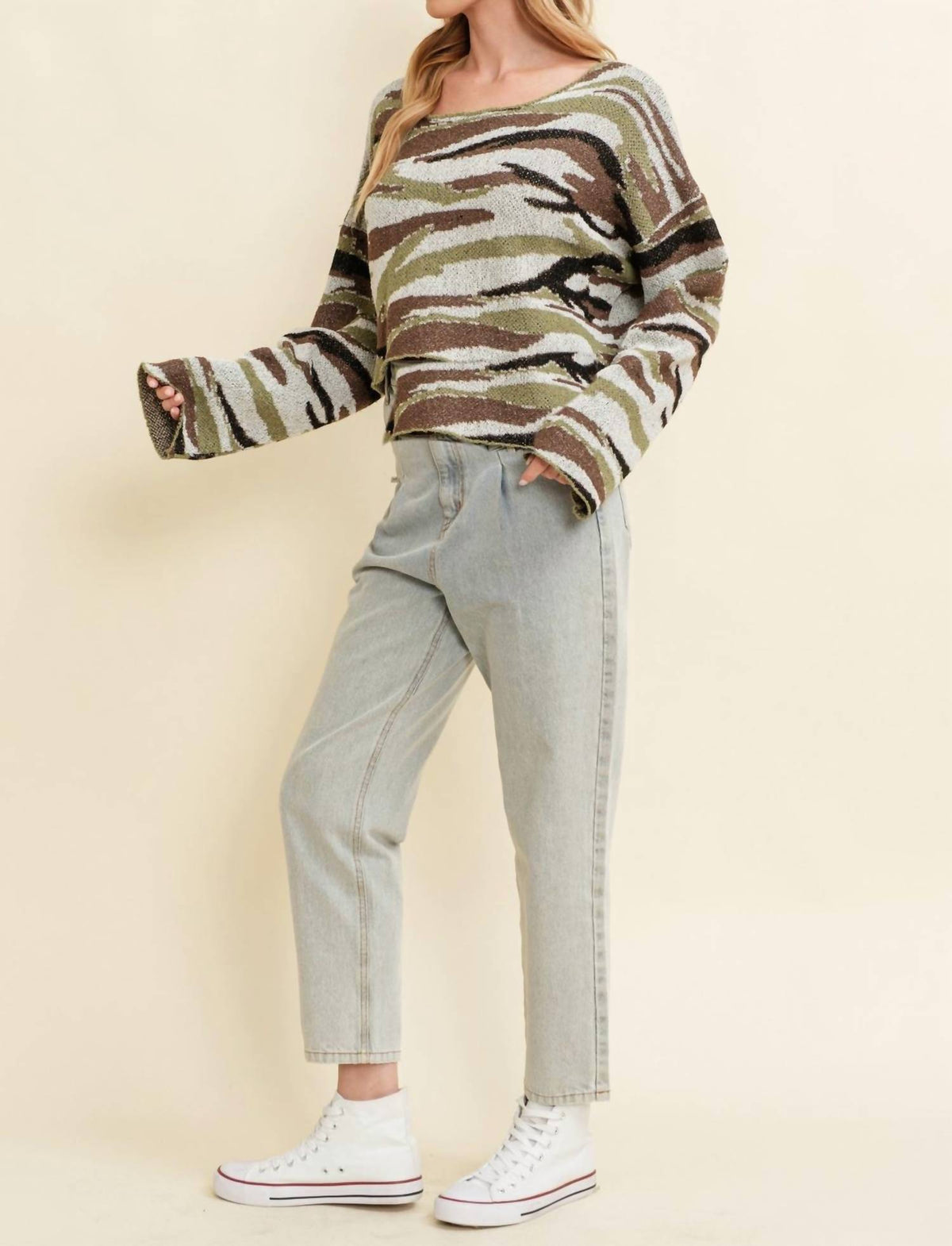 Cloud Ten - Camo Boat Neck Sweater