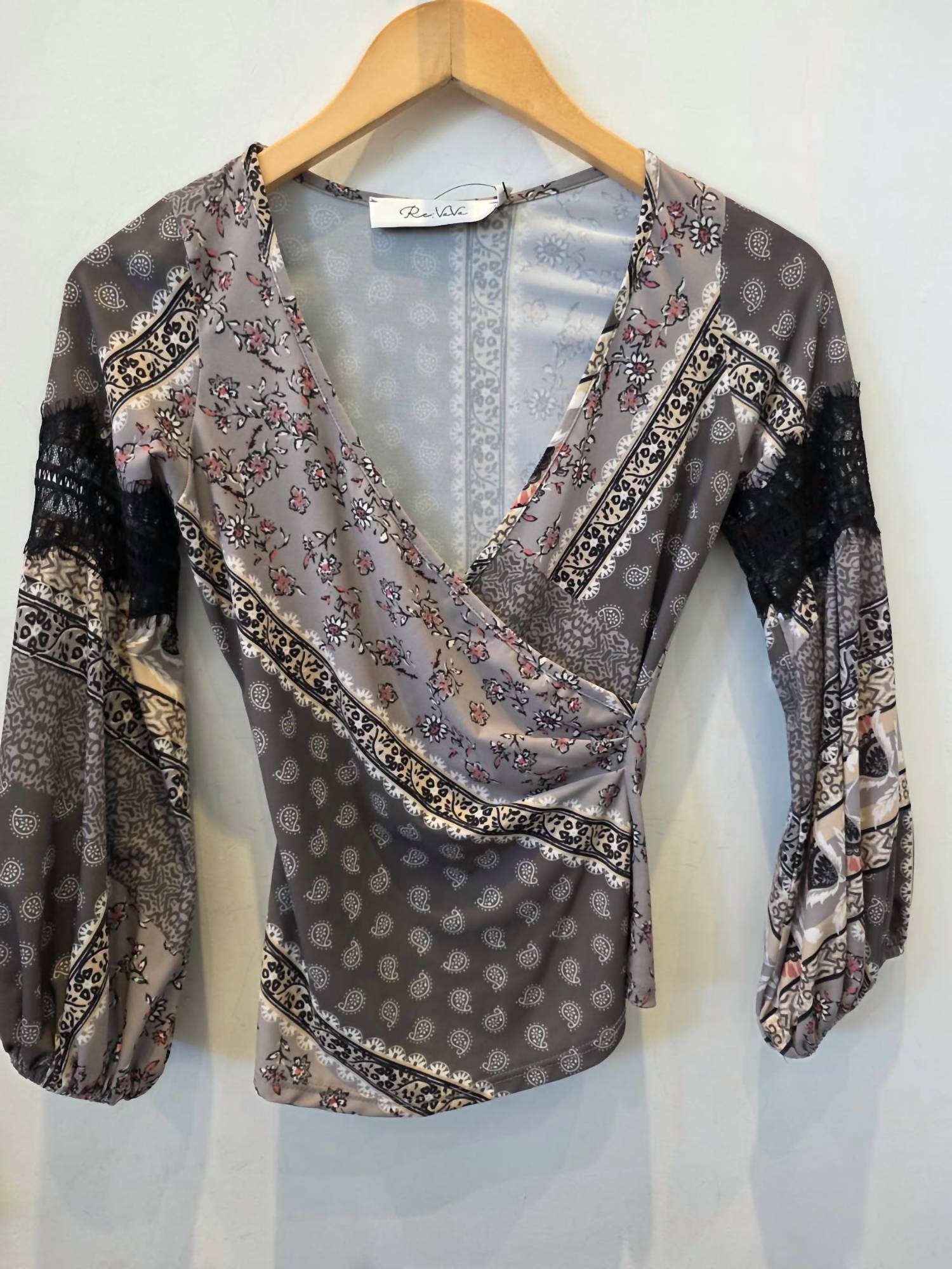 Vava - Women's Mixed Print Wrap Top