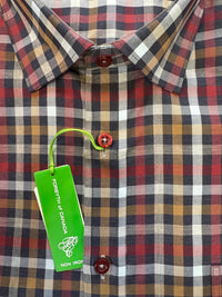 FORSYTH OF CANADA INC Men's Twill Gingham Sport Shirt in bae - men's long sleeve top - detail view