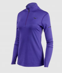 MIZUNO Women's Breath Thermal Half Zip Long Sleeve Top in deep blue - women's long sleeve top