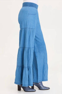 Xcvi - Dugan Mock-denim Side Tiered Wide Leg Pant