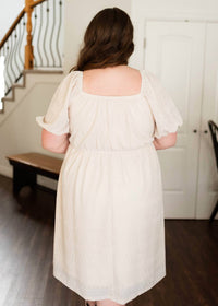 Polagram - Square Neck Puff Sleeve Midi Dress - Plus