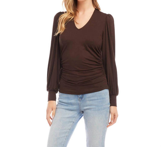 Shirred V-Neck Top