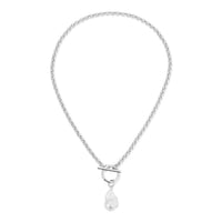 Eklexic - Women's Micro Royal Toggle & Xl Baroque Pearl Pendant Necklace