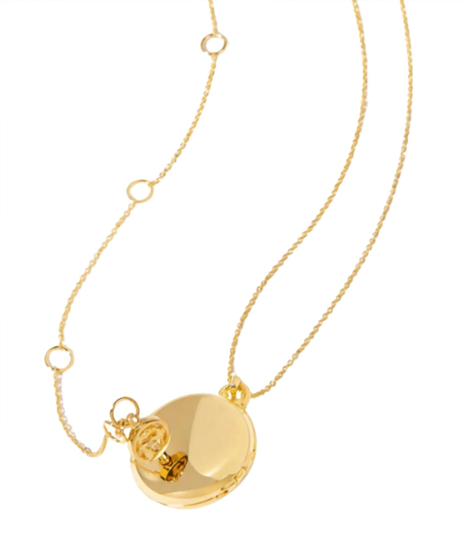spartina 449 Round Locket Slide Necklace Pearlescent Diamond in gold - women's jewelry - detail view