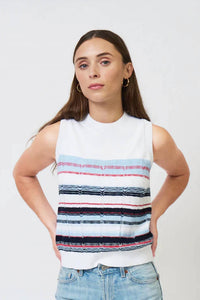 Central Park West - Clover Novelty Stripe Shell Top