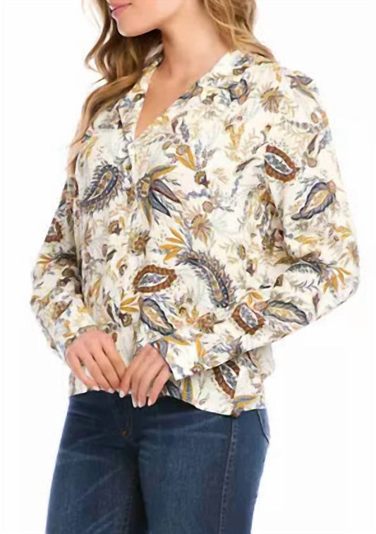 Karen Kane - Paula Paisley Long Sleeve Button Down Shirt