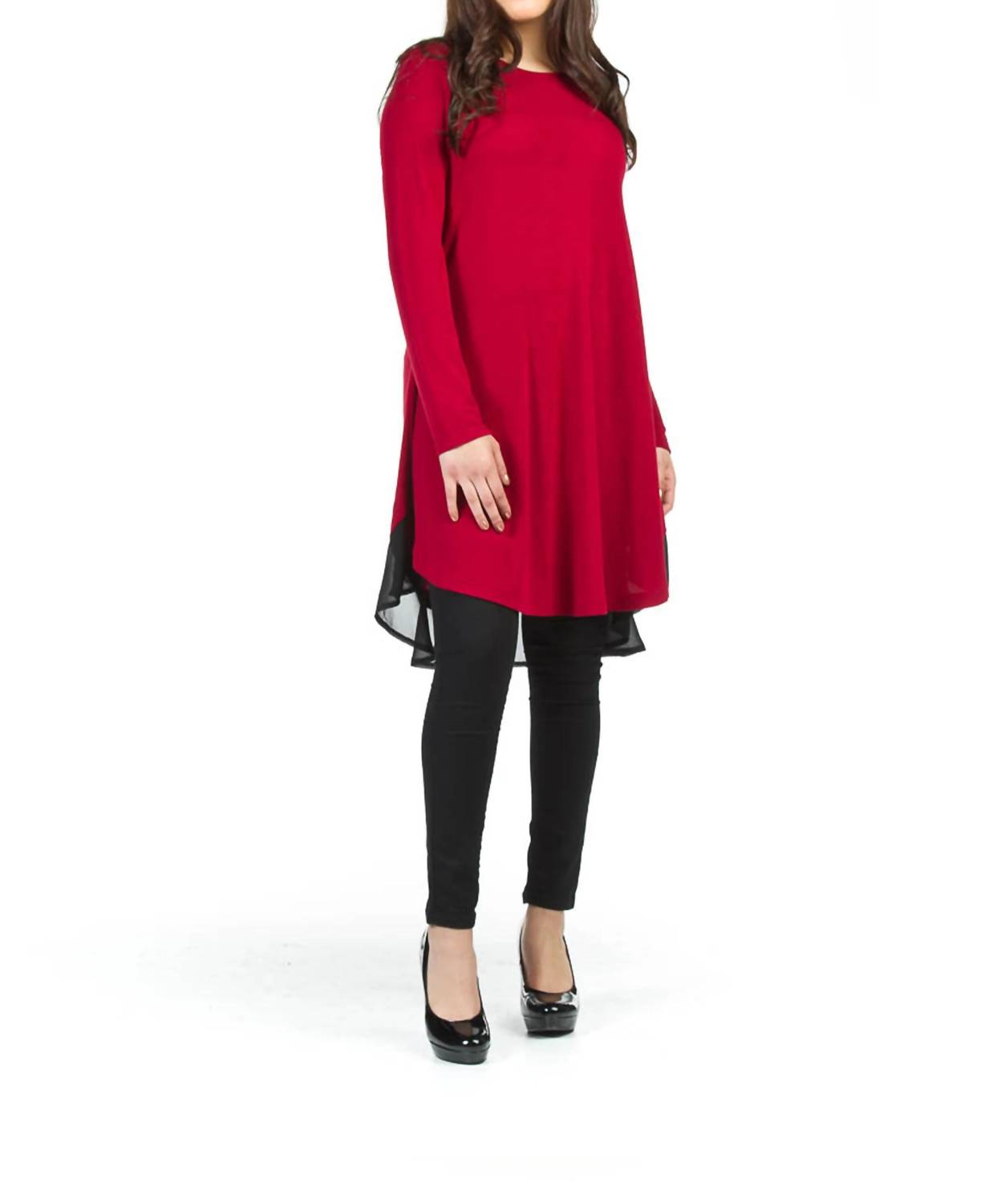 Papillon - Georgette Hem & Back Keyhole A-line Sweater Dress
