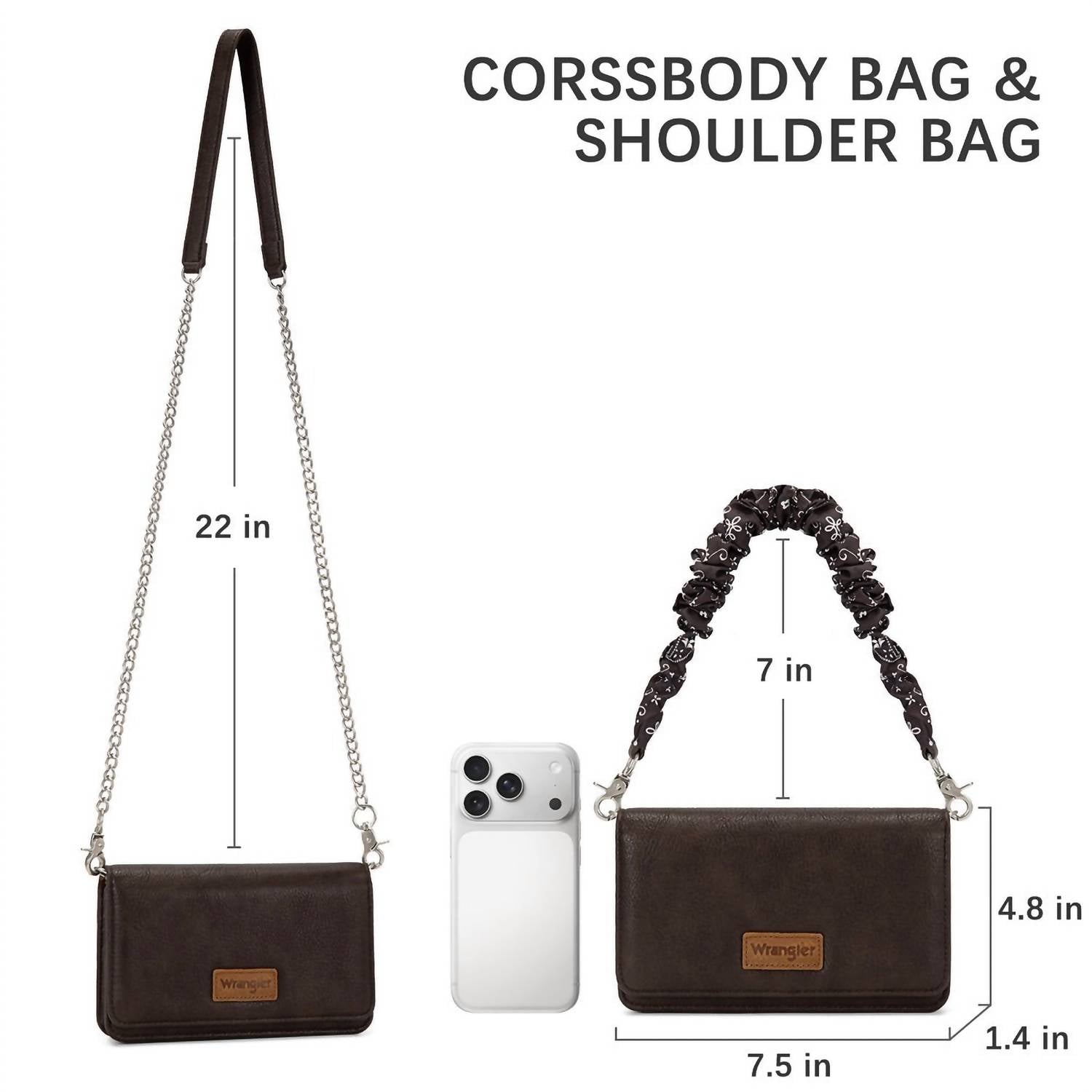 Wrangler - Dual Strap Bandana Ruched Flap Crossbody Wallet Bag