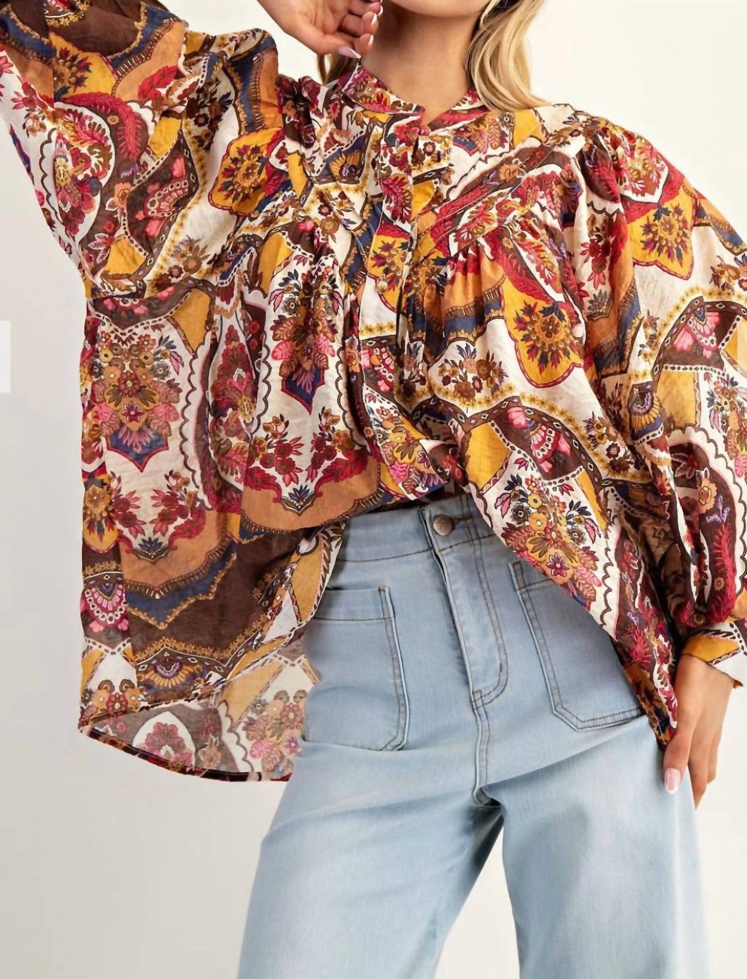 ee:some Ruby & Amber Print Top in multicolor - women's blouse - view 5
