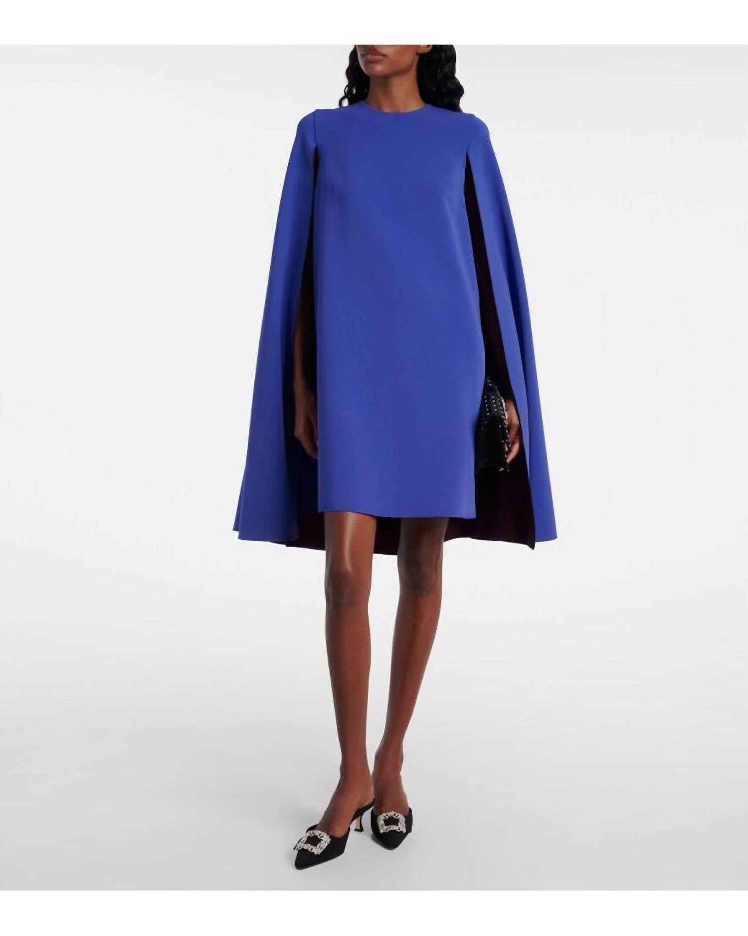 Roksanda Twiggy Cropped Crepe Mini Cape Dress in marine - women's dress