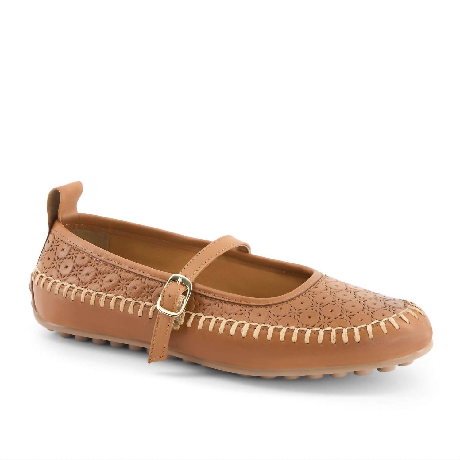 Andrea Women's Mary Jane Flat Shoes in honey - women's flats