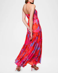 Hutch - Aza Pleated Floral-print Halter Maxi Dress