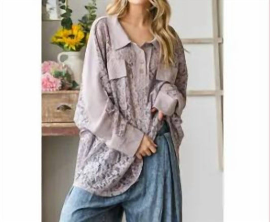 Oli & Hali - Washed Lace And Waffle Mixed Shirts