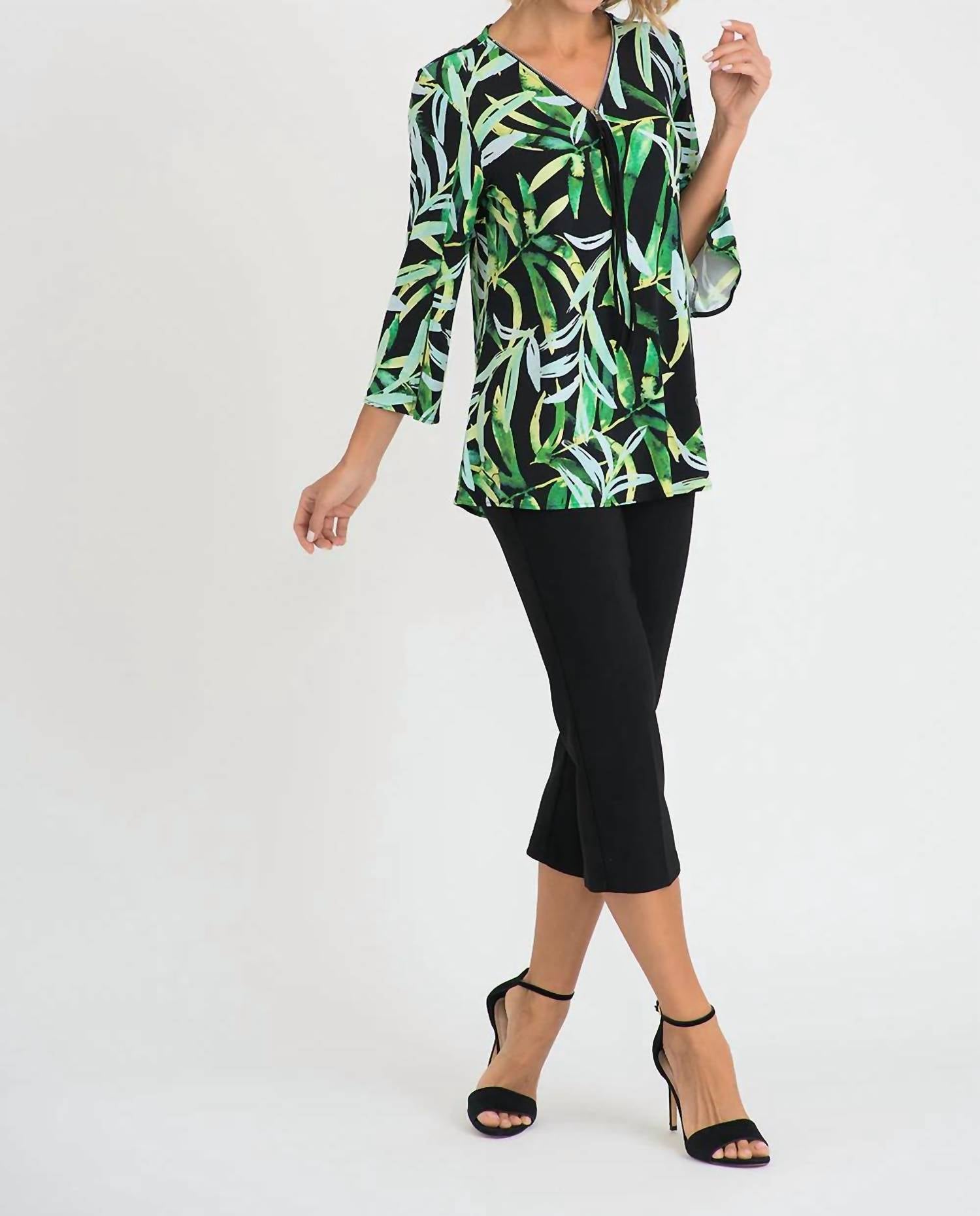 Joseph Ribkoff - Zip Front With Split Sleeve Print Tunic