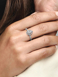 Pandora - Women's Sparkling Pear Halo Ring