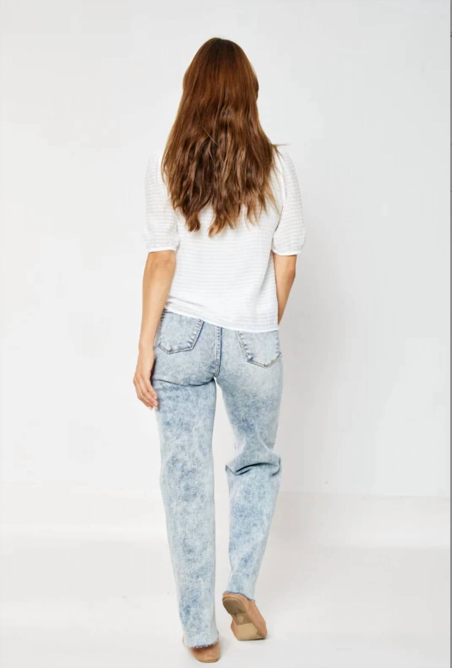 Judy Blue - Women's Nova Mineral Wash Raw Hem Wide Leg Jeans