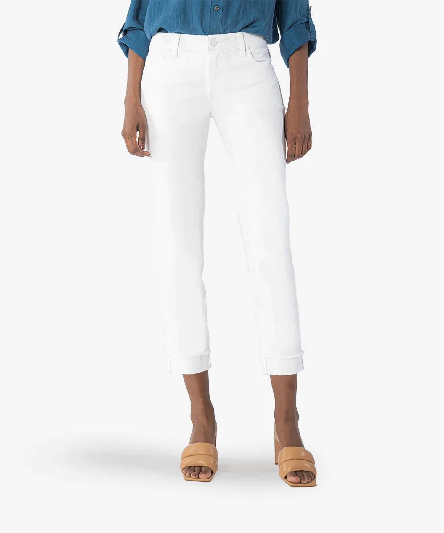 Kut From The Kloth - Amy Crop Straight Leg Roll Up Fray Hem Jeans