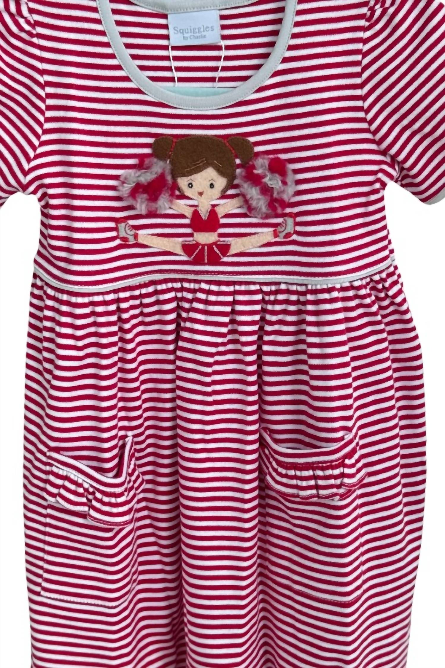 SQUIGGLES Girls Cheerleader Dress in crimson - kids' dress - detail view
