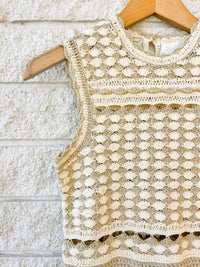 Zimmermann Wanderlust Crochet Sleeveless Tank Top in metallic gold cream - women's tank top - view 4
