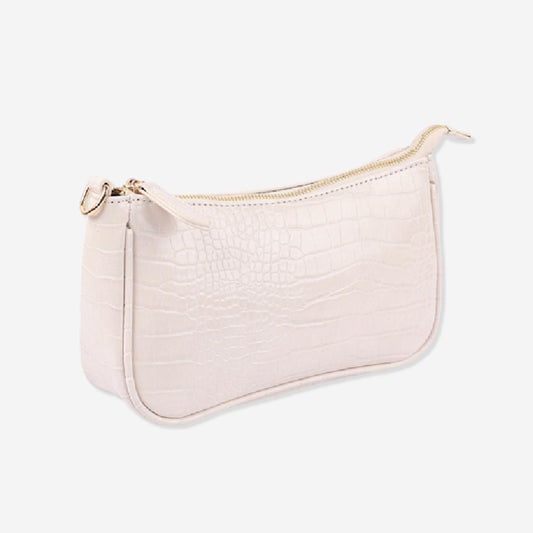 Riah Fashion - Croc-textured Faux Leather Convertible Bag