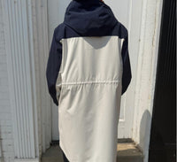NIKKI JONES Long Lightweight Raincoat With Hood in navy and pink - women's jacket - alternate view