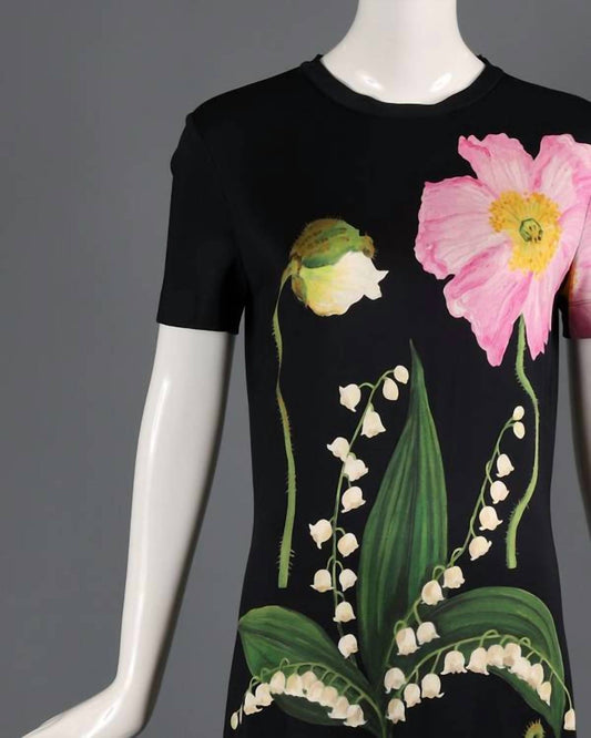 Oscar De La Renta - Women's Statement Floral Jersey Maxi Dress