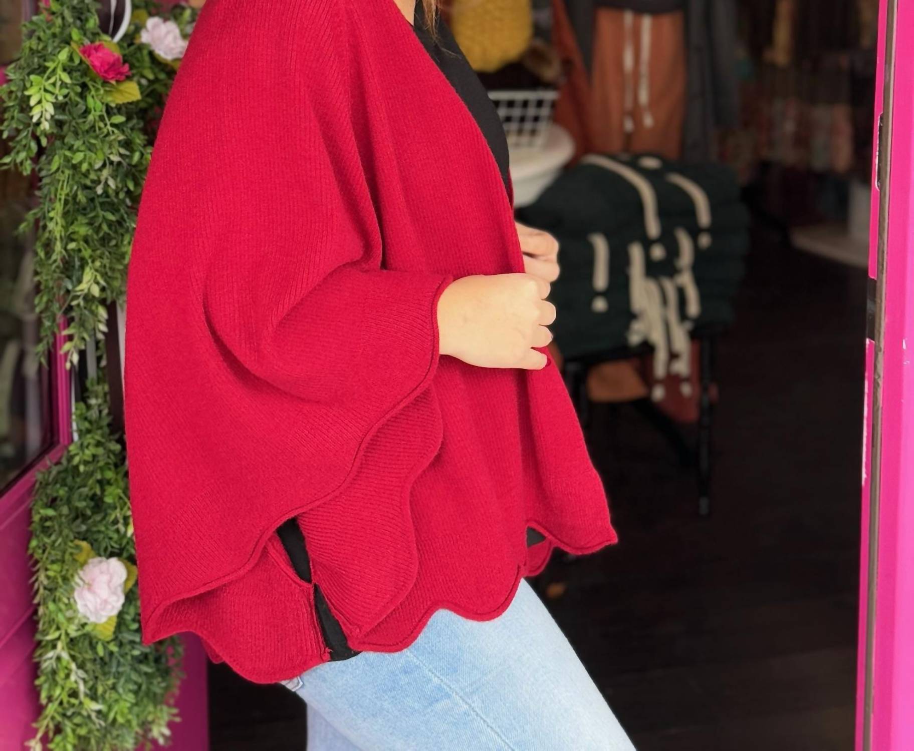Heathmoor - Short Sweater Shrug With Scallop Sleeve