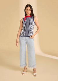 Fdj - Sleeveless Jacquard Viscose Knit Top