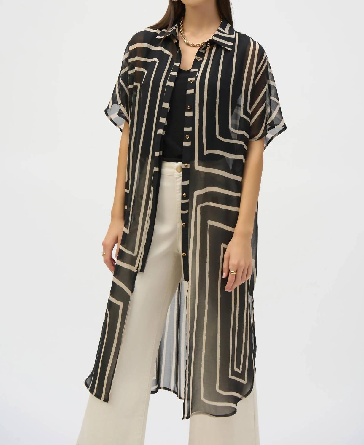 Joseph Ribkoff - Geometric Sheer Chiffon Blouse