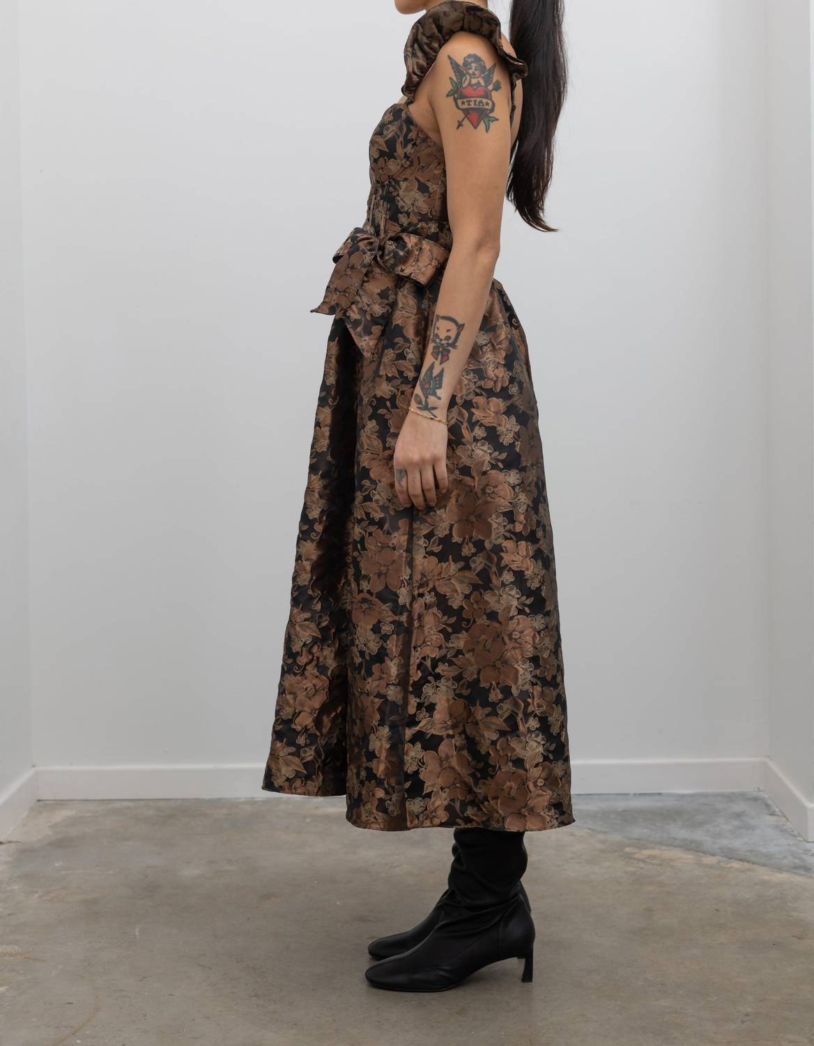 Collective - Floral Jacquard Corset Midi Dress