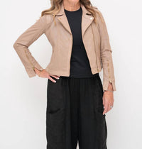 MAURITIUS Sinta Leather Jacket in sand - women's jacket