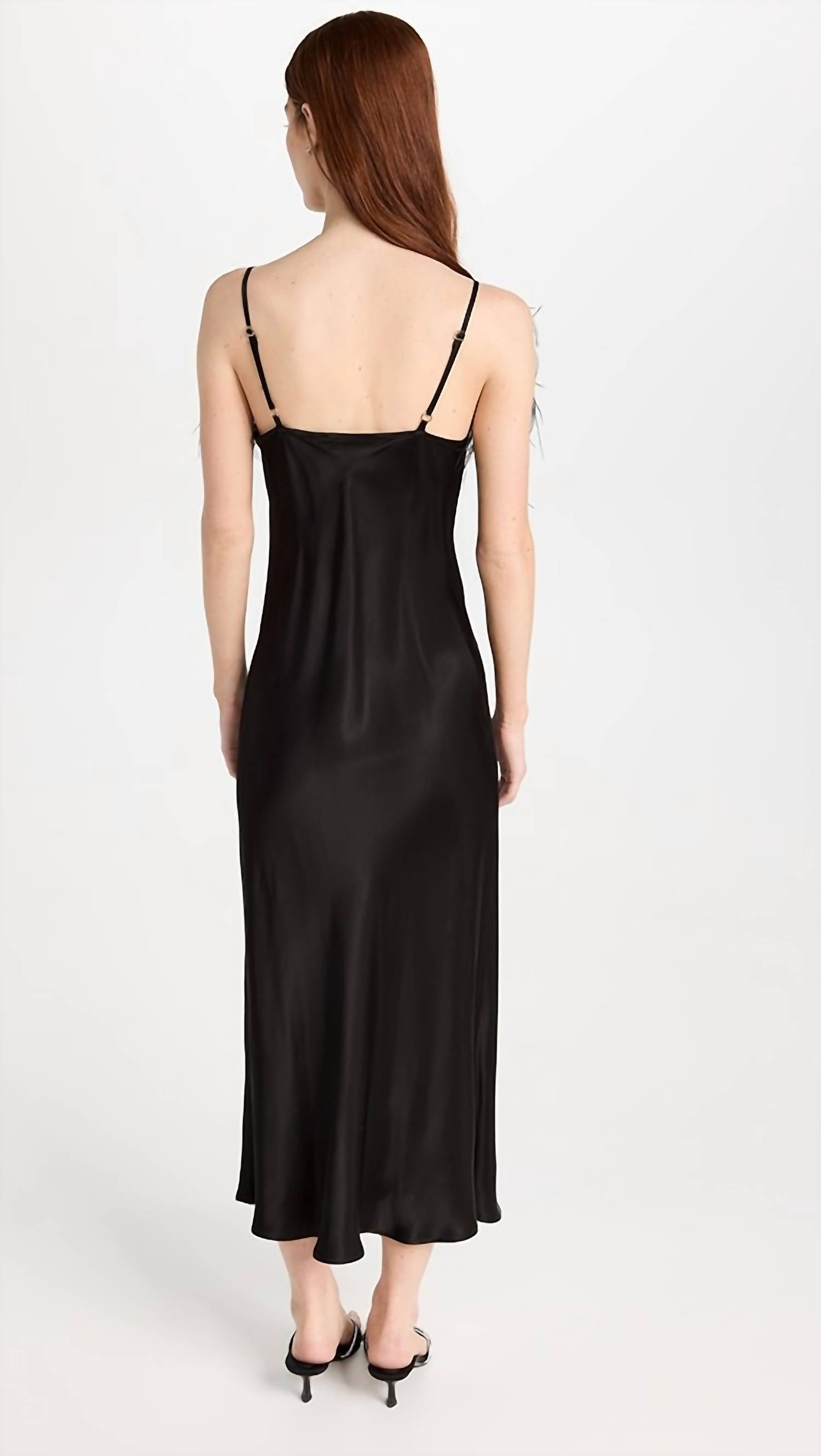 Sleeper - Boheme Midi Slip Dress With Ostrich Feathers