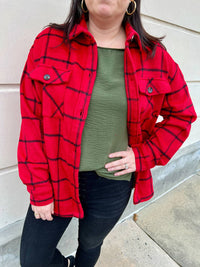 Staccato - Collared Long Sleeve Plaid Shacket
