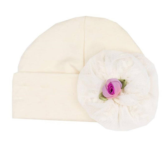 Haute Baby - Newborn Girls Lacy Lilac Cap