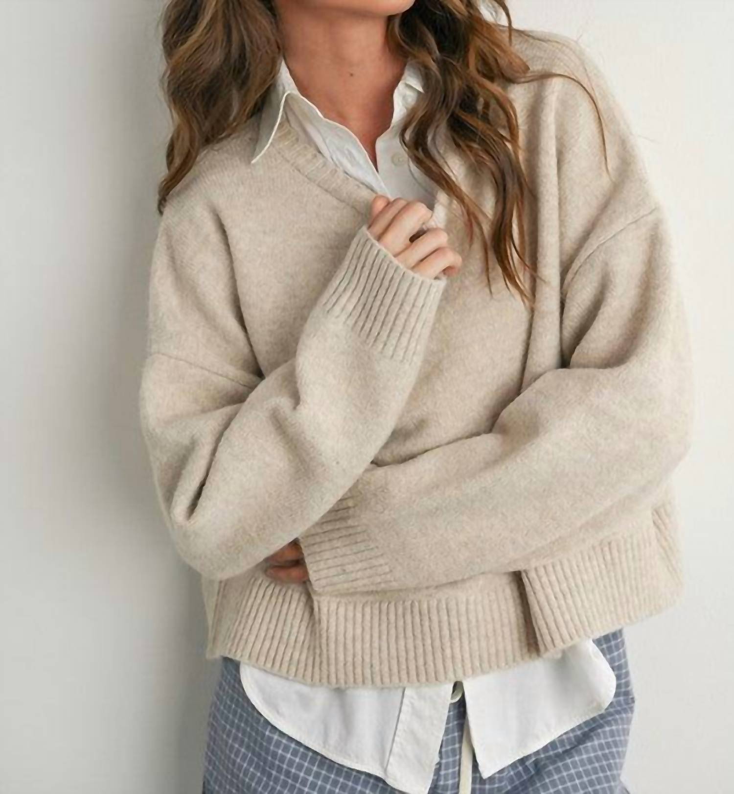 Buttermelon Tie-back Sweater in beige - women's sweater