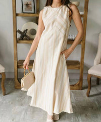 Umgee - Sleeveless Striped Midi Dress