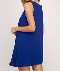 She + Sky - Sleeveless Lined With Crisscross Neck Detail Dress