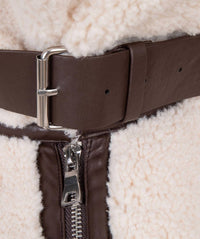 Esqualo - Boell Bonded Suede And Faux Fur Aviator Jacket