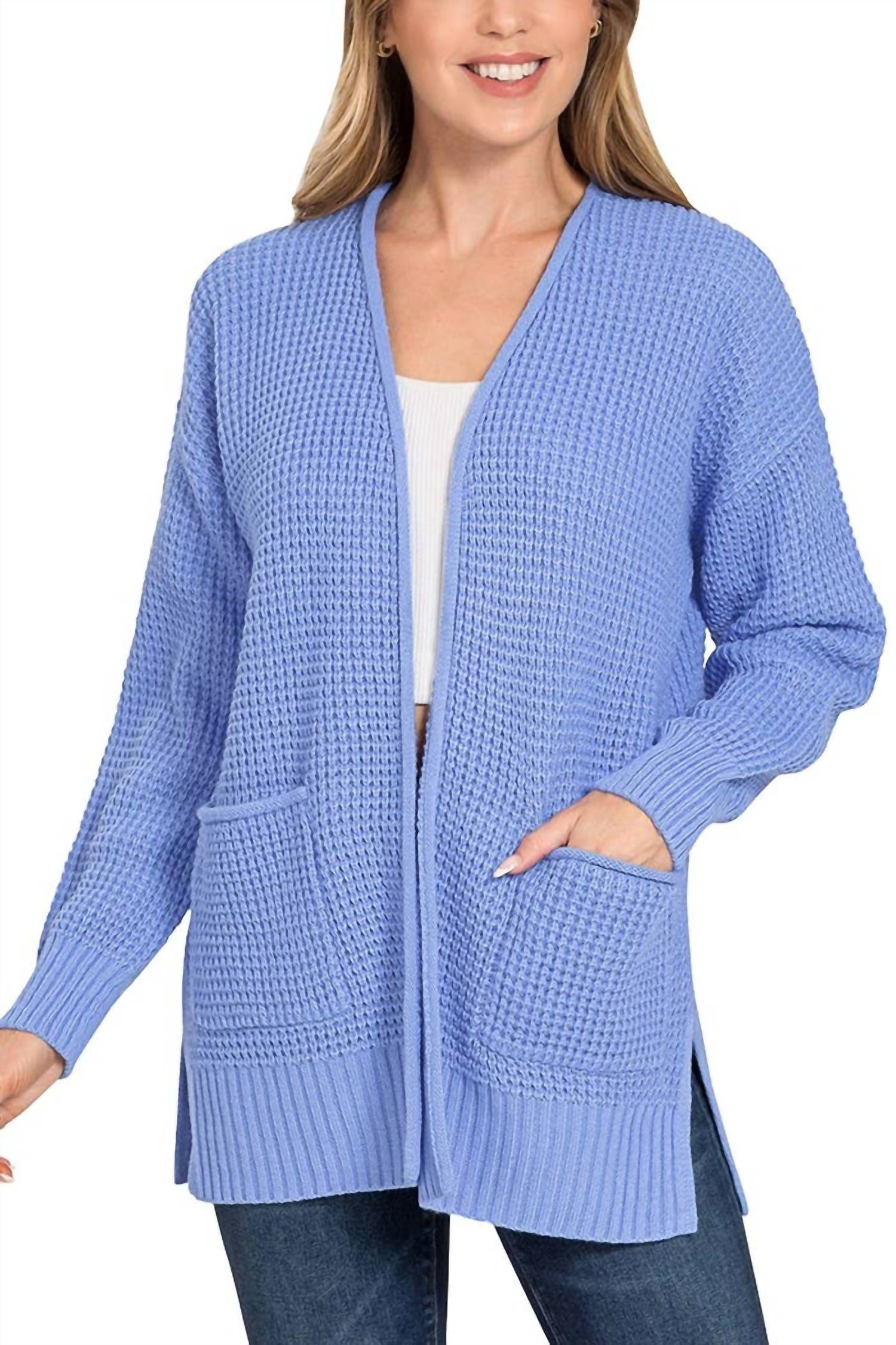 Vanilla Monkey - Low Gauge Waffle Open Cardigan Sweater