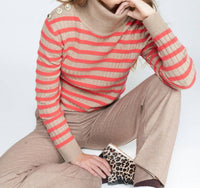 Vilagallo Jr C/Vuel Sweater in beige red - women's long sleeve top - detail view