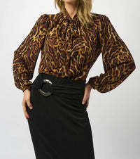 Joseph Ribkoff - Animal Print V-neck Pullover