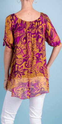 Gigi Moda - Vacanza Silk Short Sleeve Blouse
