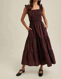 Wishlist - Plaid Holiday Smocked Dress
