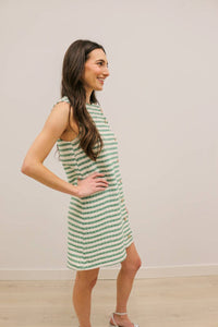 Entro - Rachel Scallop Front Boucle Stripe Mini Dress