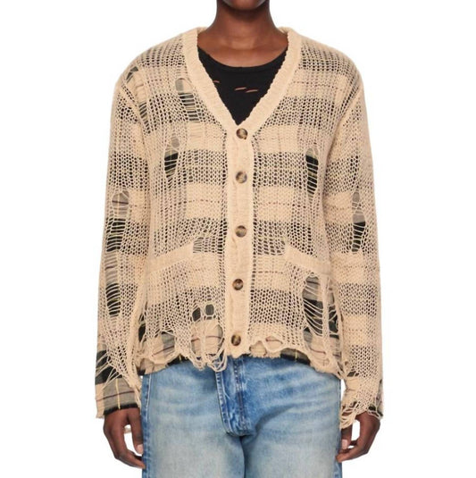 R13 - Overlay Distressed Relaxed Cardigan